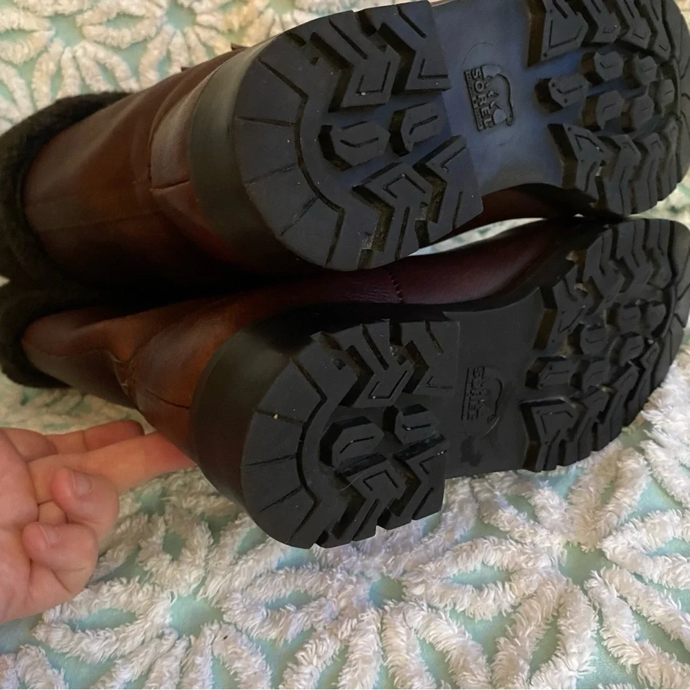 Vintage Sorel boots leather made in Canada faux fur lined size 7 - Picture 15 of 16